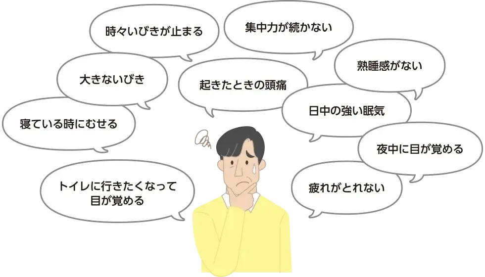 初回受診時にみられる症状はいびきと睡眠不足
